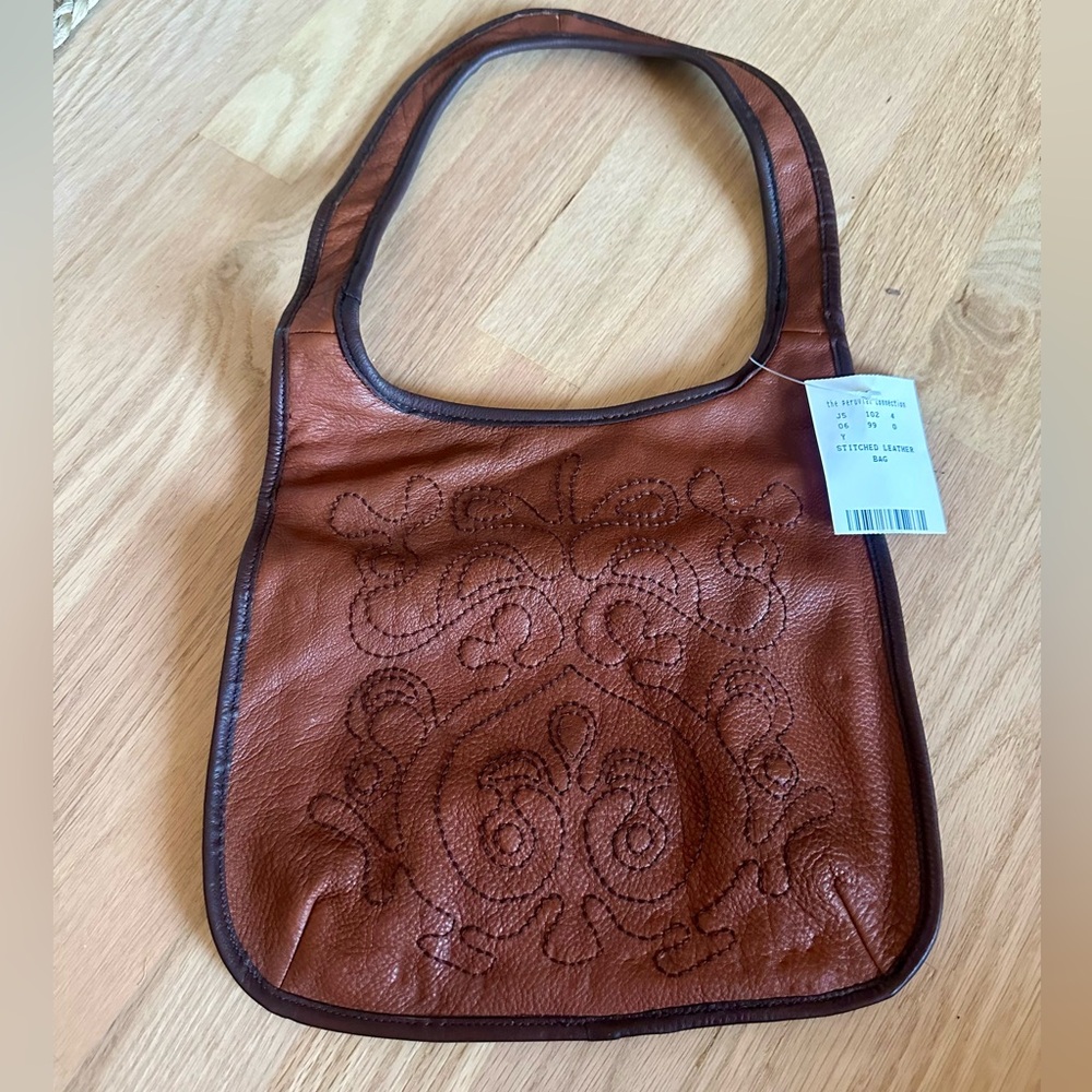 Peruvian Connection leather stitched bag NWT